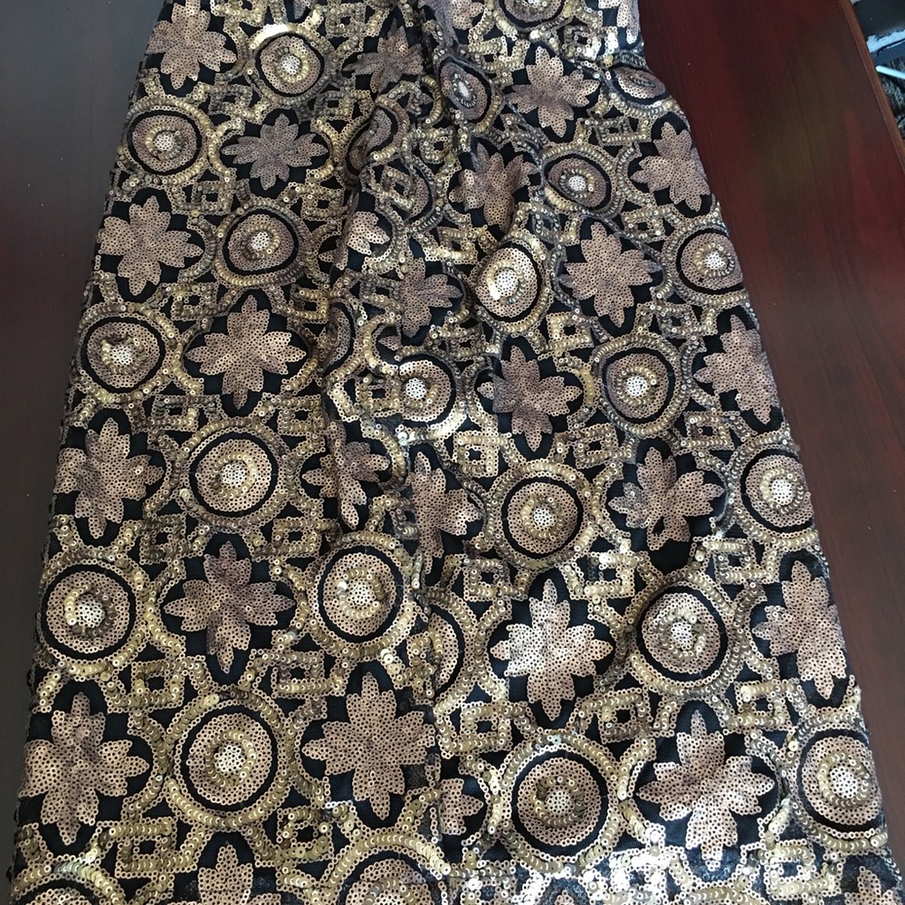 classy sequined gold and copper colored skirt.